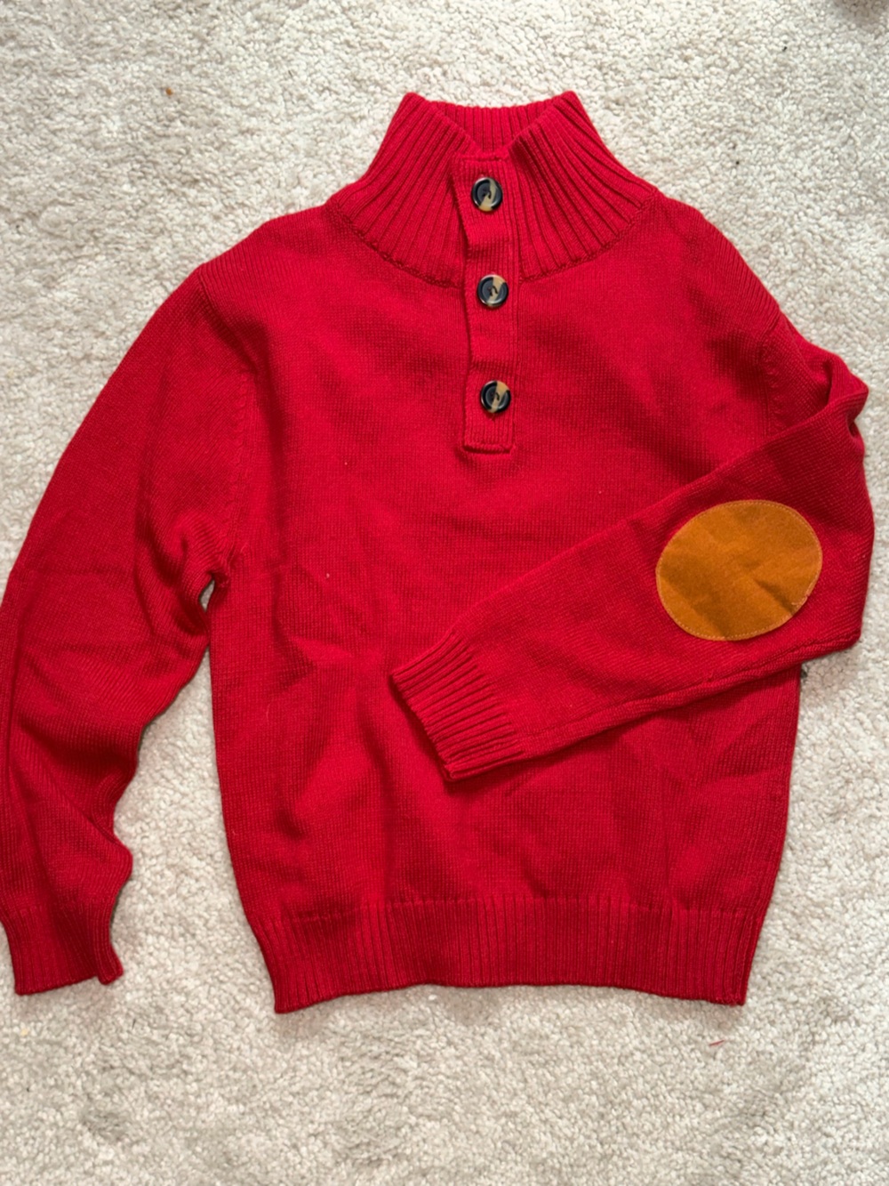 Boys Gioberti Red Buttoned Sweater with Brown Elbow Patch 8